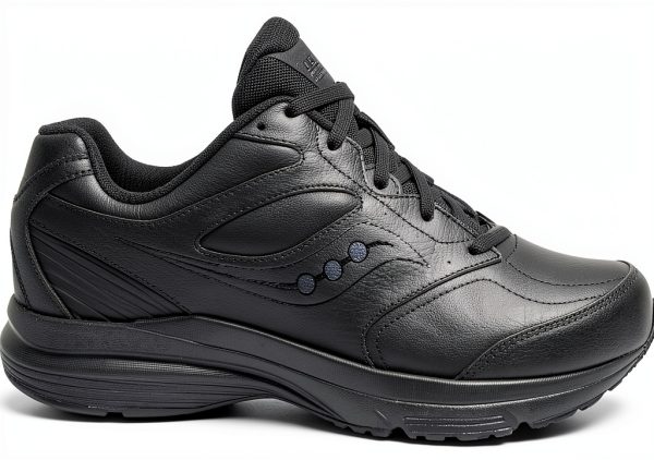 Saucony Mens Walking Shoes Leather Slip Resistant Black-1
