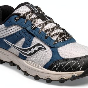 Saucony Mens Running Shoes Durable Synthetics Mesh Grey Blue-0