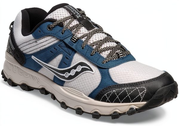 Saucony Mens Running Shoes Durable Synthetics Mesh Grey Blue-0