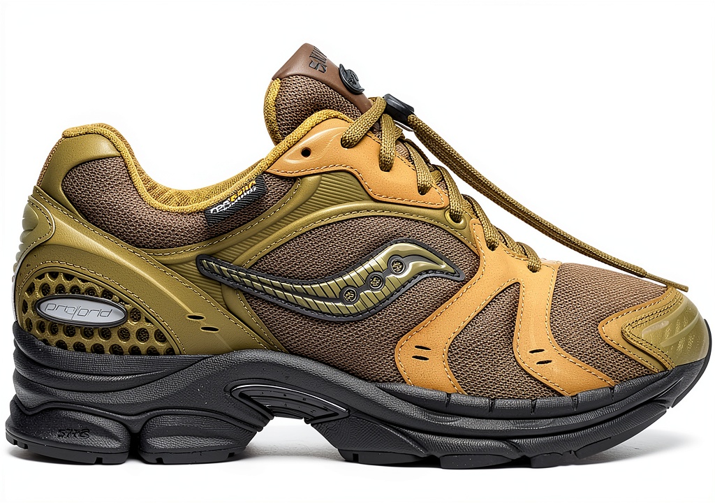 Mens road running shoes in action on a paved track