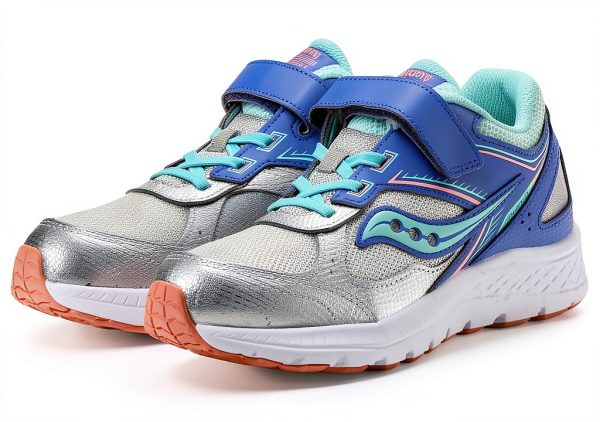 Saucony Kids Running Shoes Silver Periwinkle Turq Supportive-0