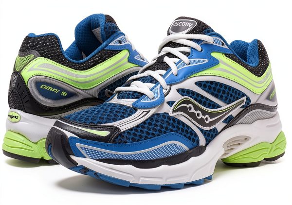 Saucony Unisex Running Shoes Blue Lime Synthetic Mesh-1