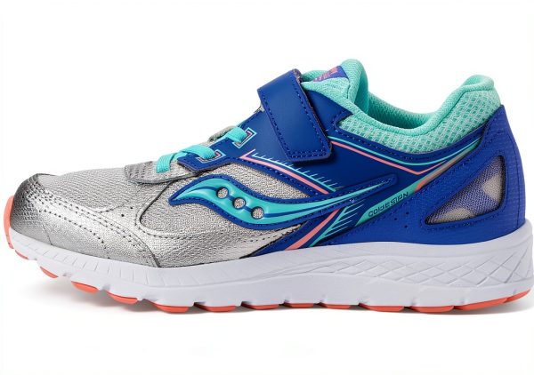 Saucony Kids Running Shoes Silver Periwinkle Turq Supportive-3