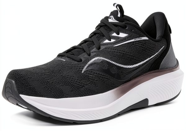 Saucony Mens Running Shoes Black White PWRRUN Cushioning-1