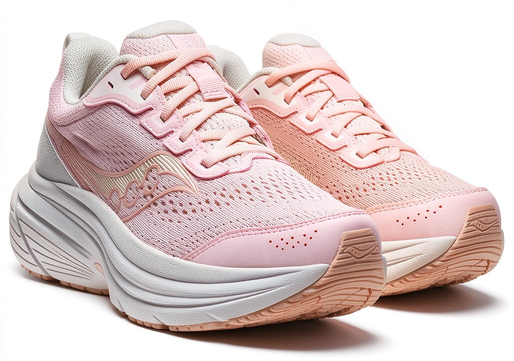 Saucony Cohesion 19 running shoe in Chic/Ivory color on a running track