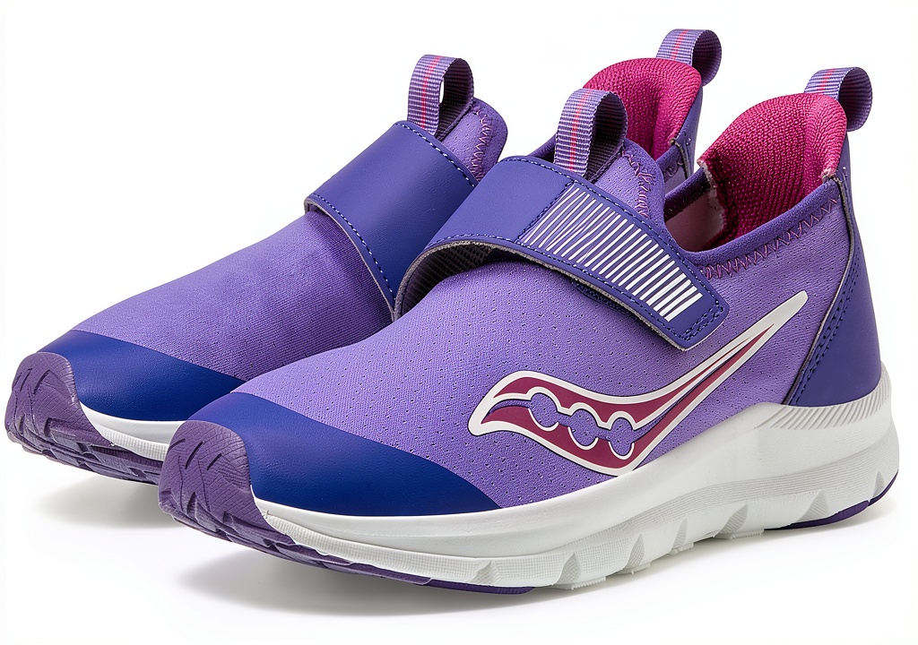 Saucony kids running shoes showing hook-and-loop closure and mesh upper