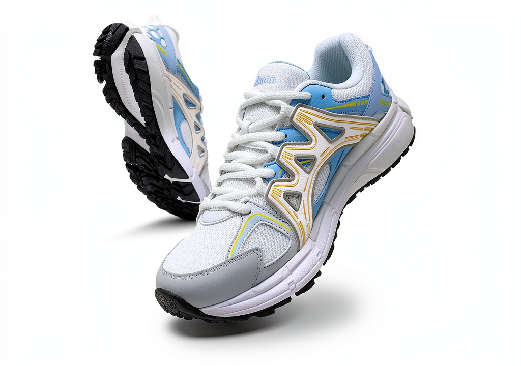 Pavo Womens Trail Running Shoes in White Moonlight color on a trail path