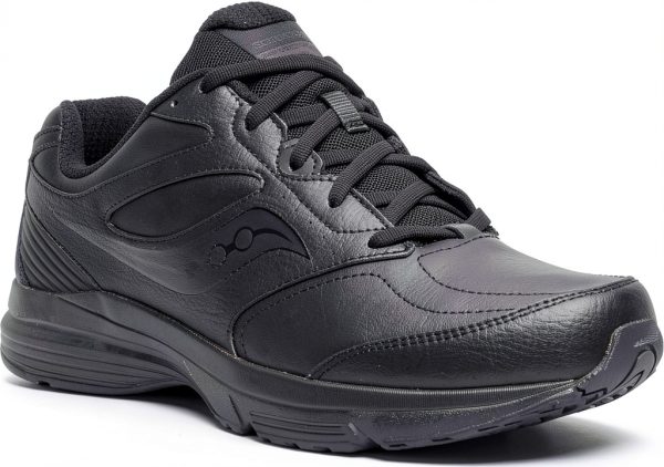 Saucony Mens Walking Shoes Leather Slip Resistant Black-5