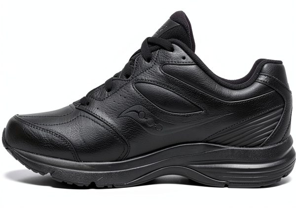 Saucony Mens Walking Shoes Leather Slip Resistant Black-2